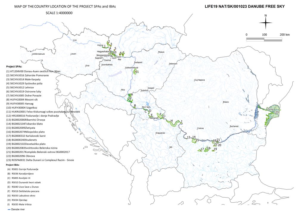 MAP OF THE Special Protection areas and Important Birds Areas LOCATION OF THE PROJECT AREA danube free sky